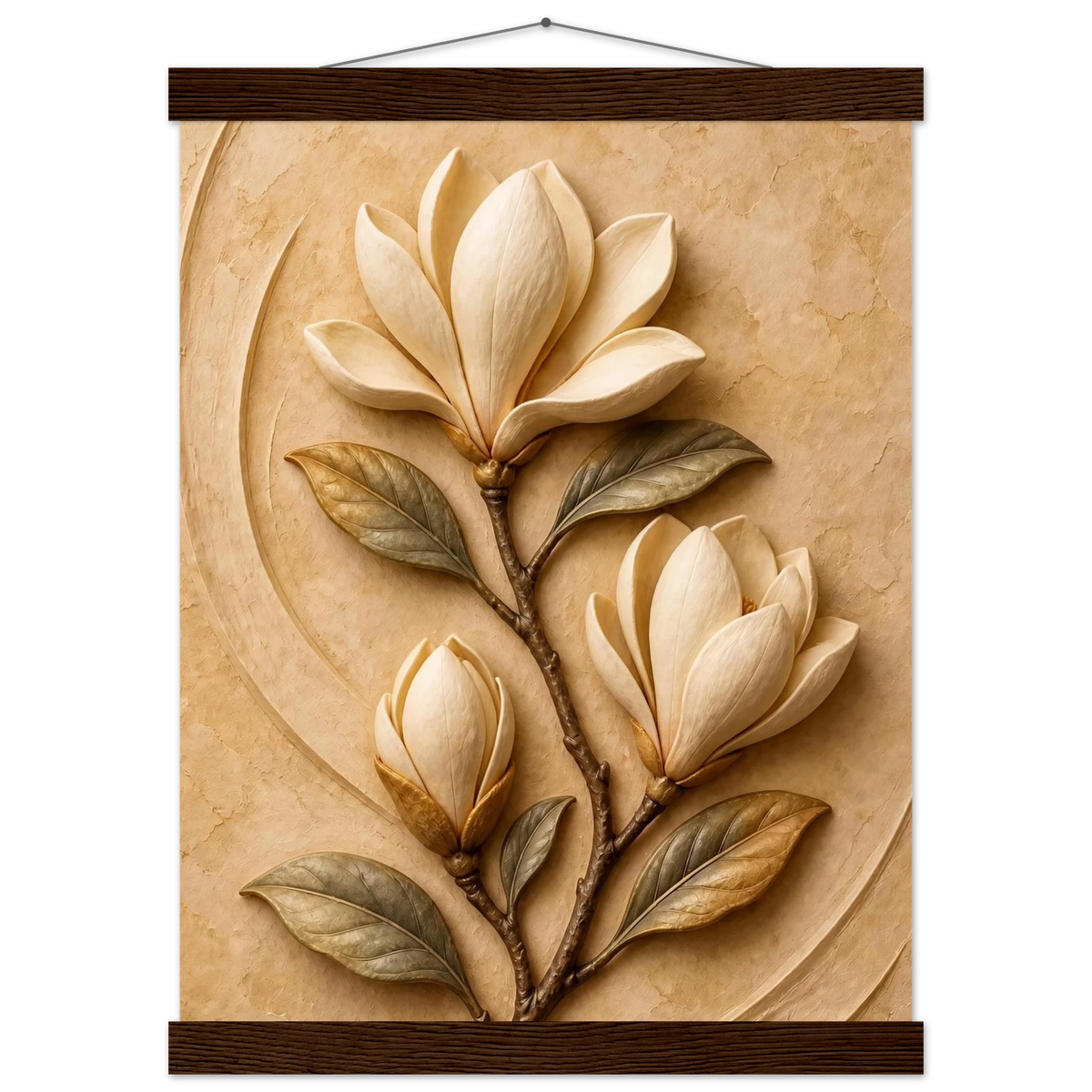 Magnolia Arc, flowers and botanical. Archival fine art poster shown framed.