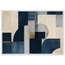 Blue Architecture: geometric abstract, blue and cream. Museum-quality framed fine art print.