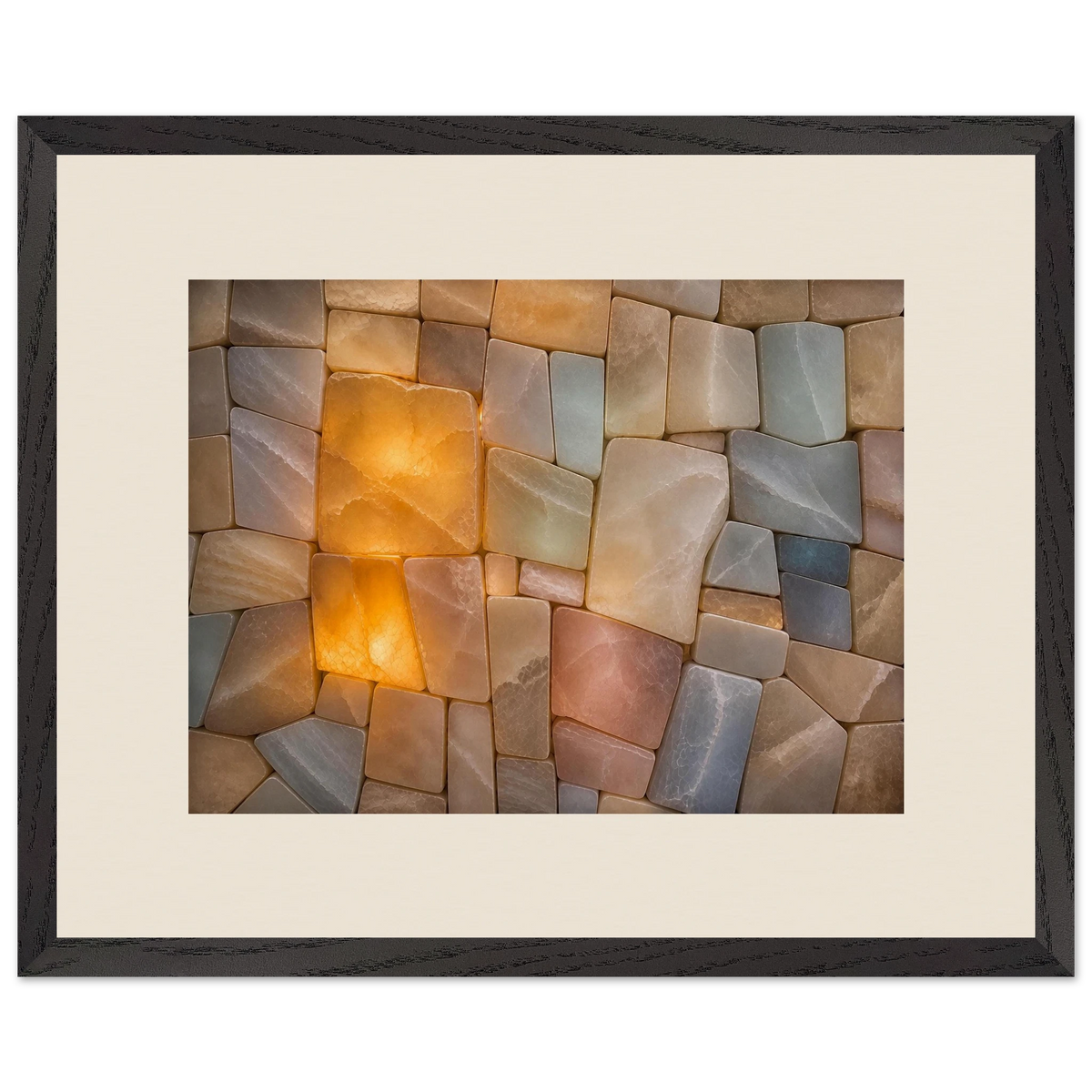 Stonelight: lumen and aura. Framed fine art print, alternate frame and size.