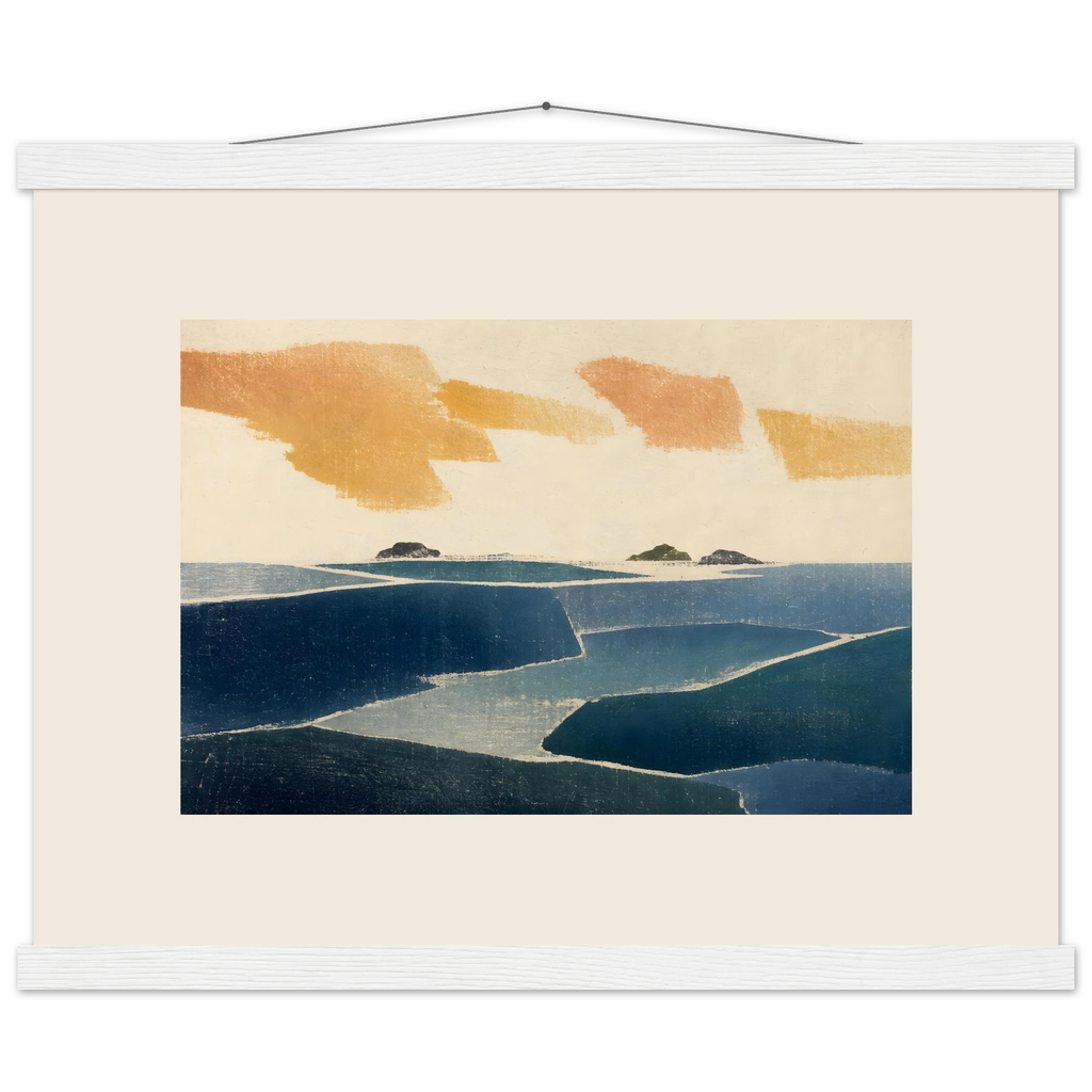 Amber and Indigo: abstract, coastline and color field. Fine art poster by The Light Stays.