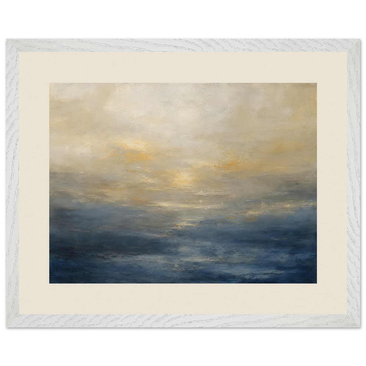 Golden Sea Mist: sea and coastal landscape. Framed fine art print, alternate frame and size.