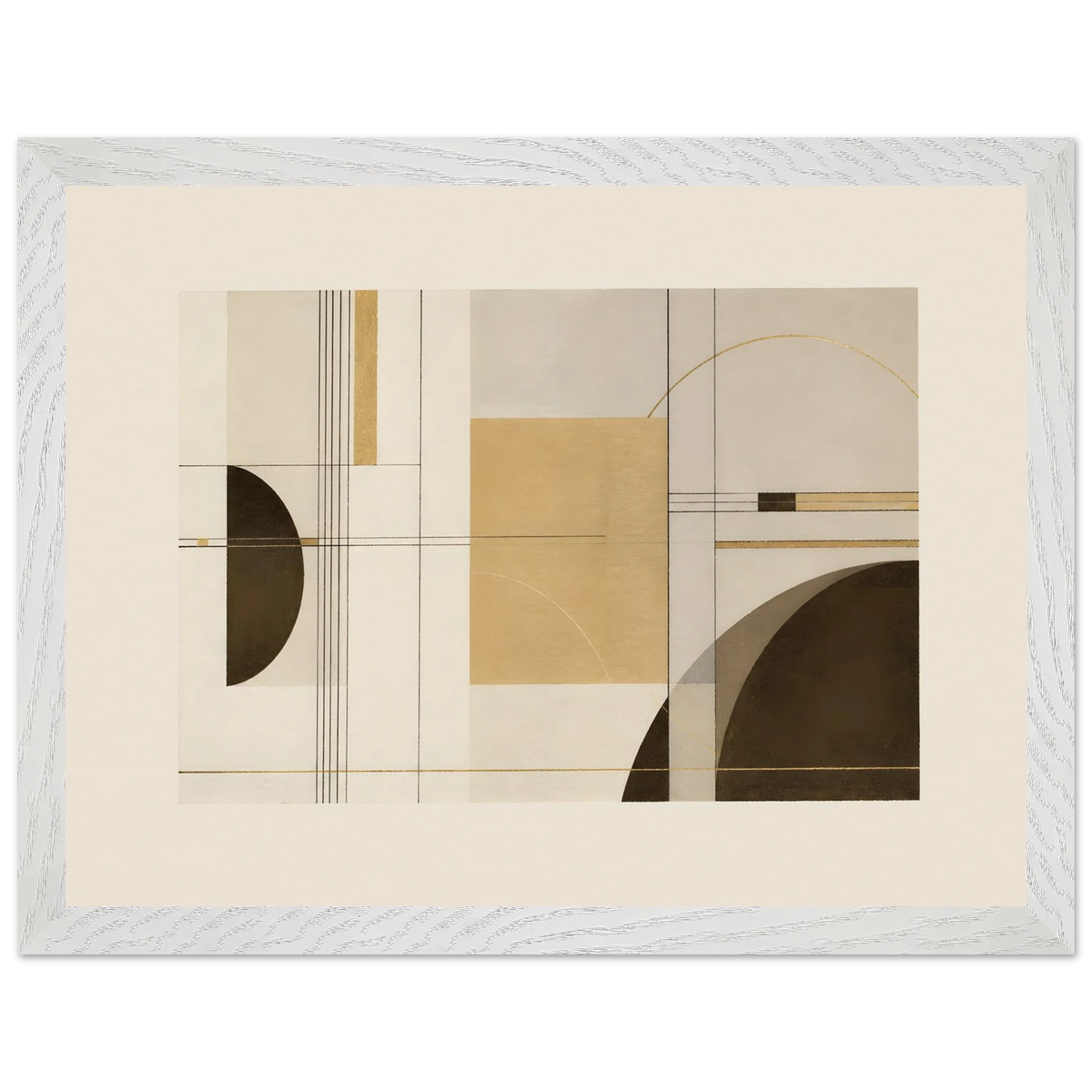 Lines of Sand: geometric abstract, neutral tones and texture. Museum-quality framed fine art print.