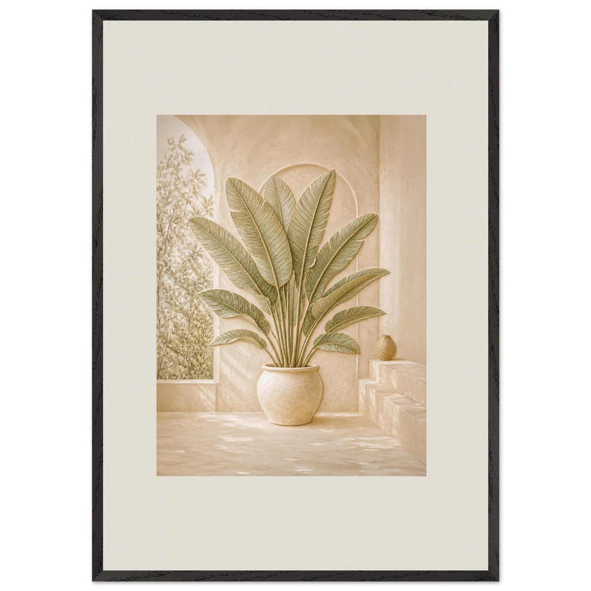 Courtyard Noon: landscape and sun. Framed fine art print by The Light Stays.