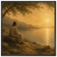 Quadro cristão Bênção do Lago, Jesus sob uma oliveira diante de um lago dourado