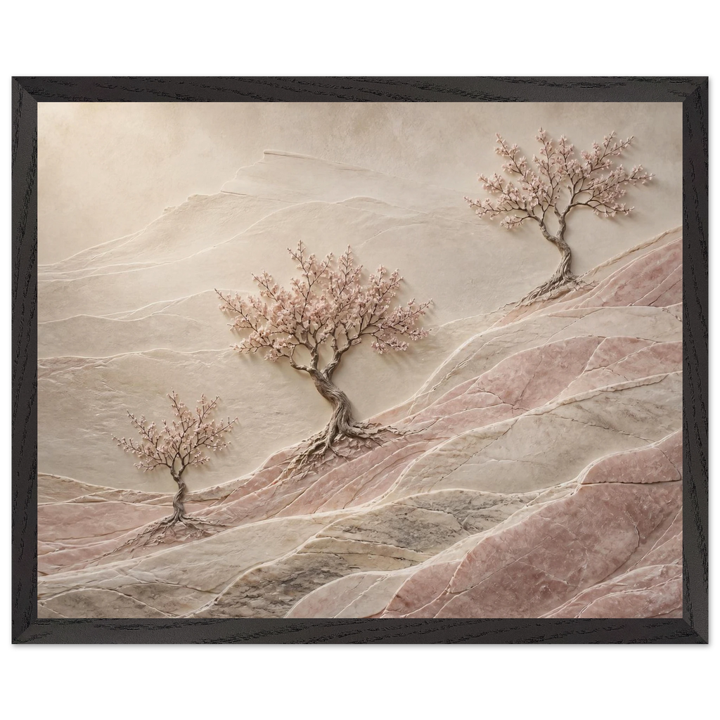 Blossom Terraces, flowers and botanical. Archival framed fine art print shown framed.