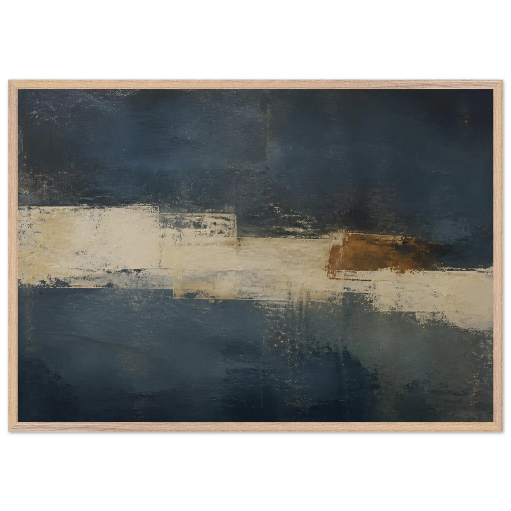Ivory Crossing: abstract, ivory and serene lines. Framed fine art print, alternate frame and size.