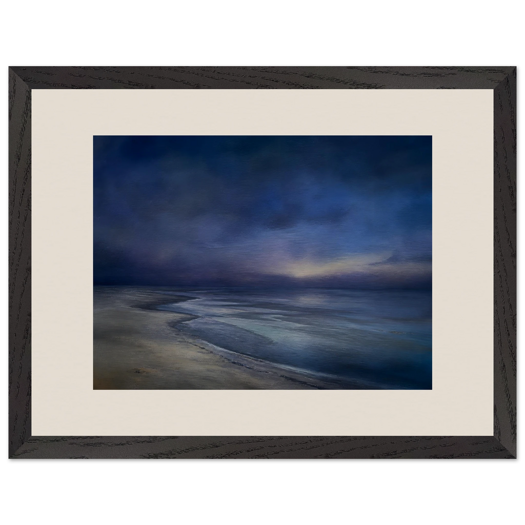 Blue Hour Shore: sea and coastal landscape. Framed fine art print.