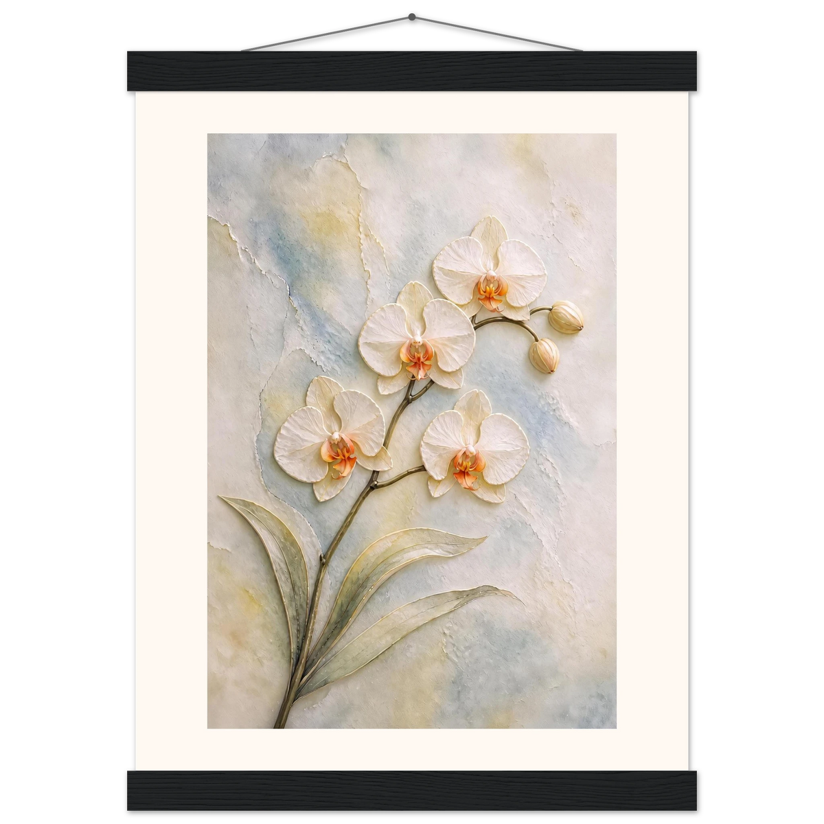 Porcelain Orchid, flowers and botanical. Archival fine art poster shown framed.