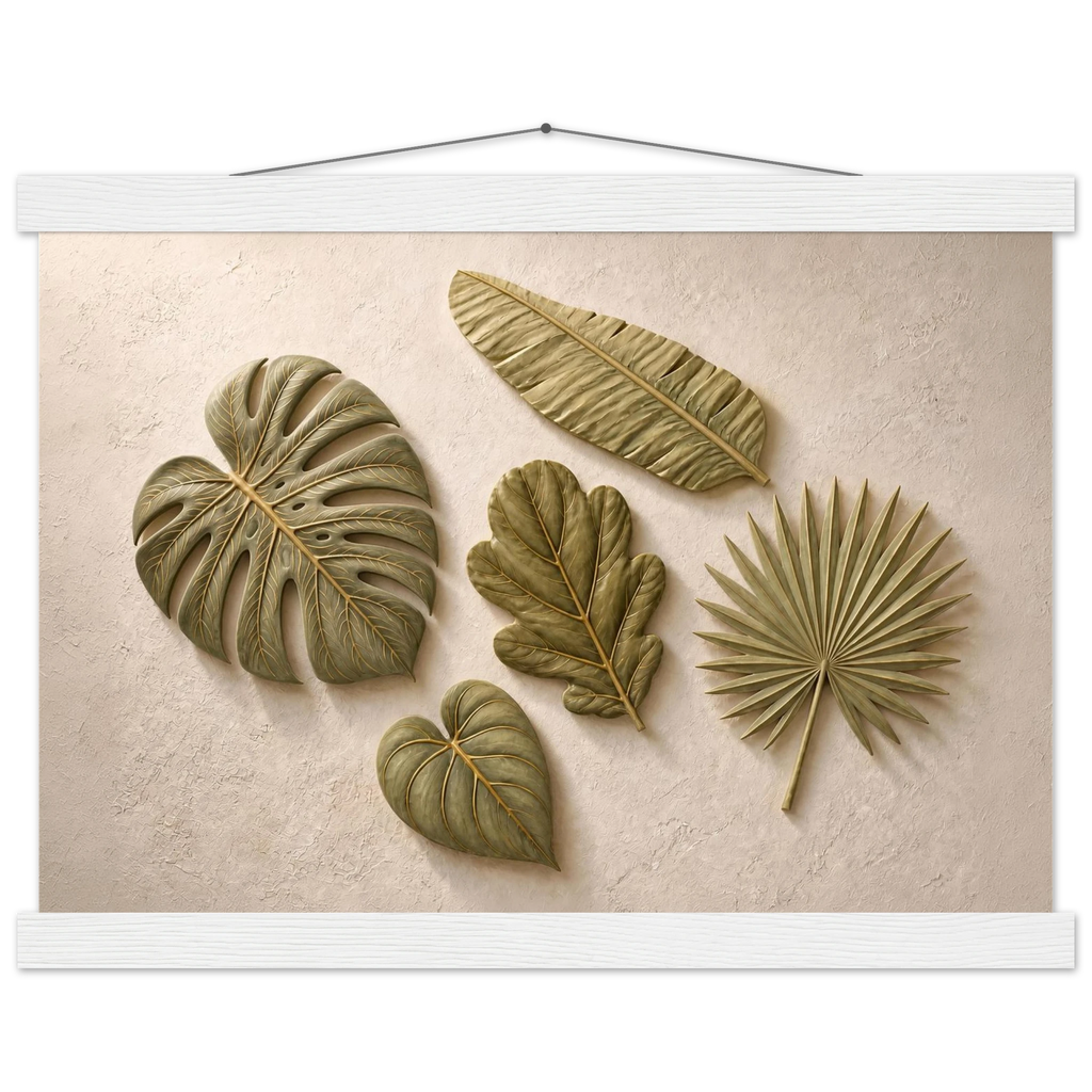 Green Constellation: botanical, green and loose rhythm. Fine art poster, alternate frame and size.