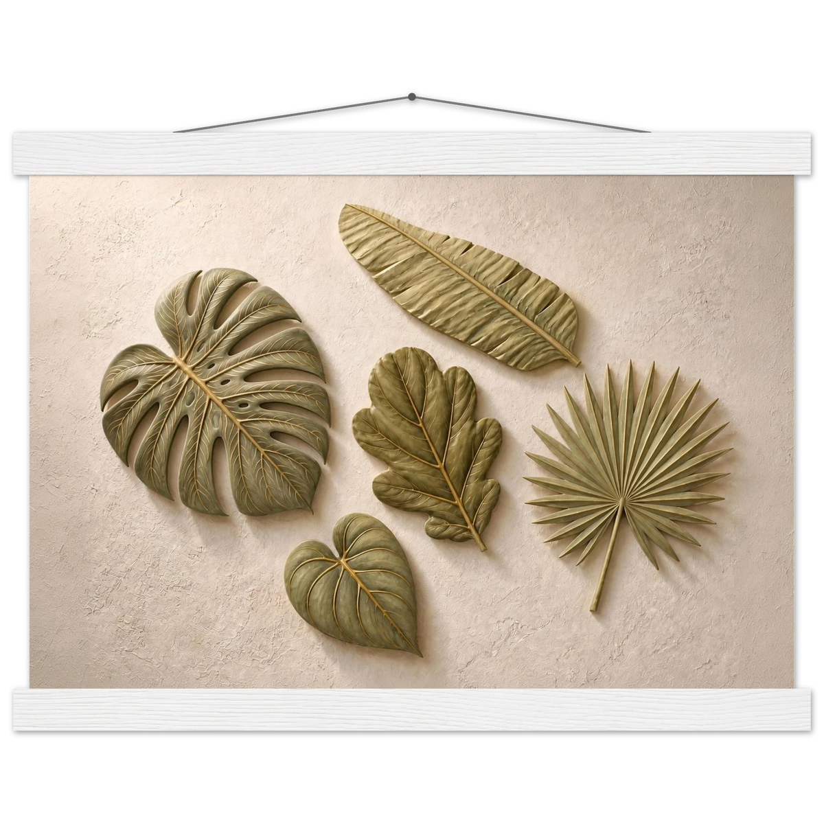 Green Constellation: botanical, green and loose rhythm. Fine art poster, alternate frame and size.