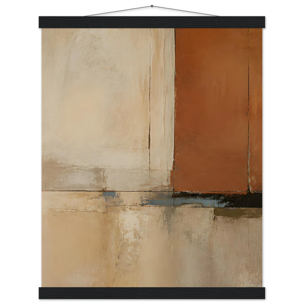 Terracotta Diptych, Panel I of II, two panels, terracotta and cream. Archival fine art poster shown framed.