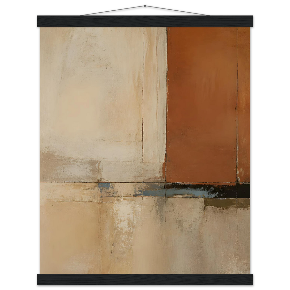 Terracotta Diptych, Panel I of II, two panels, terracotta and cream. Archival fine art poster shown framed.