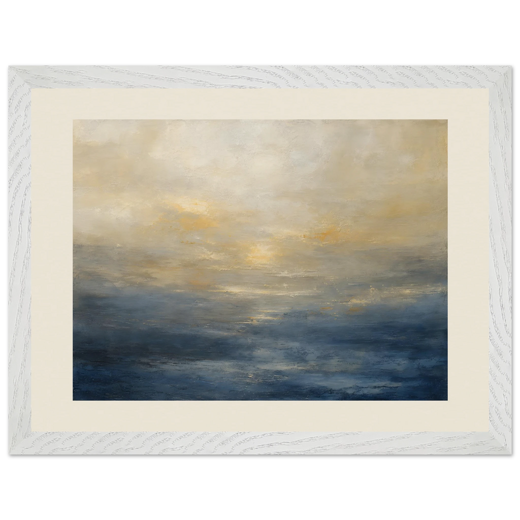 Golden Sea Mist: sea and coastal landscape. Framed fine art print, alternate frame and size.