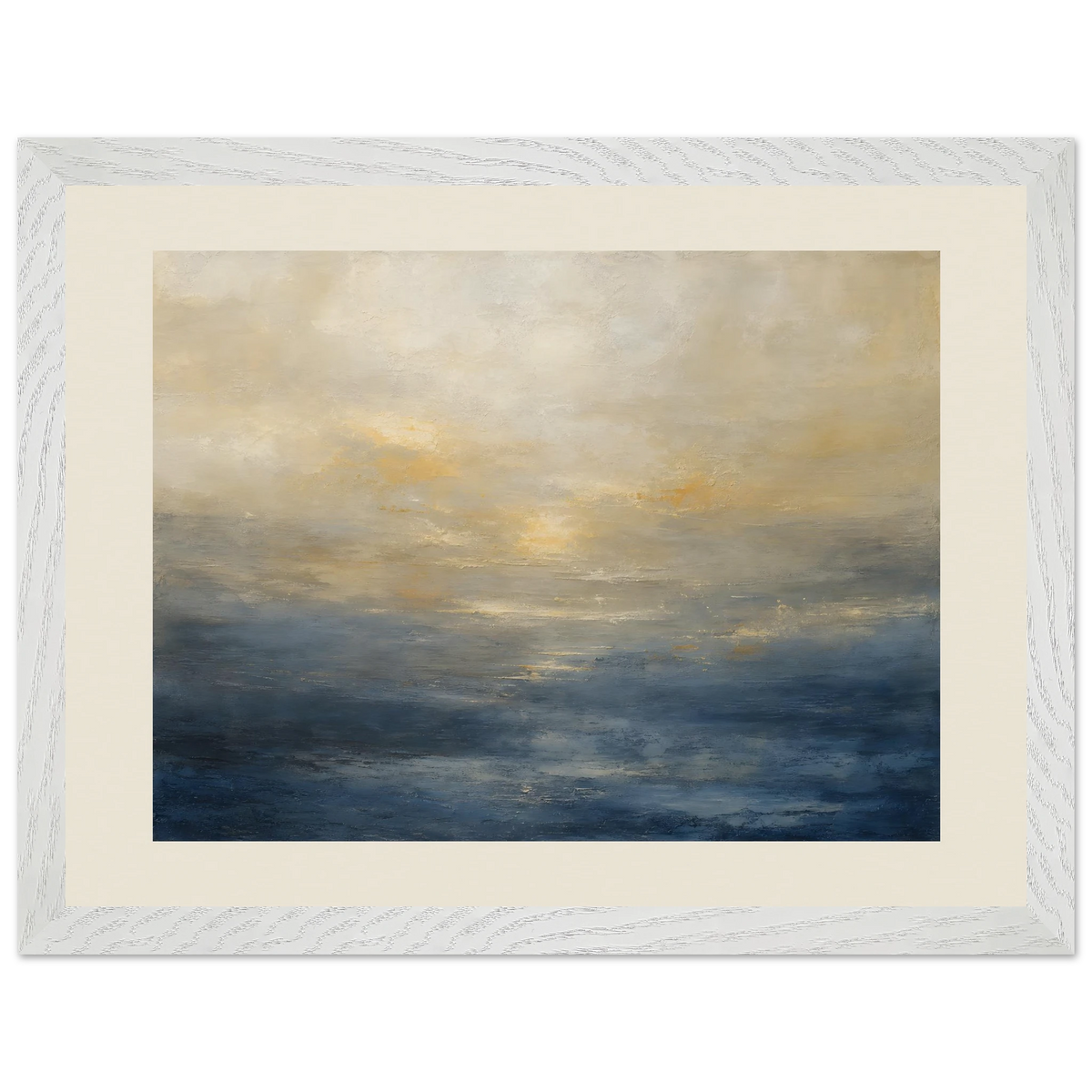 Golden Sea Mist: sea and coastal landscape. Framed fine art print, alternate frame and size.