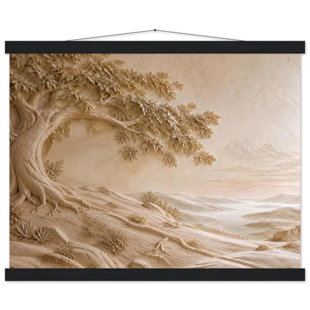 Sandstone Dawn: lumen and siena. Fine art poster, alternate frame and size.