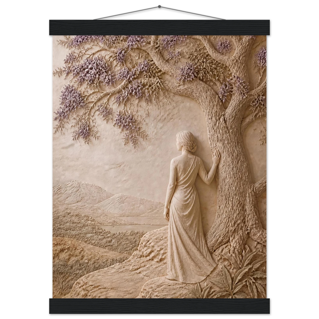 Old Friend: impasto, figure and companion tree. Museum-quality fine art poster.