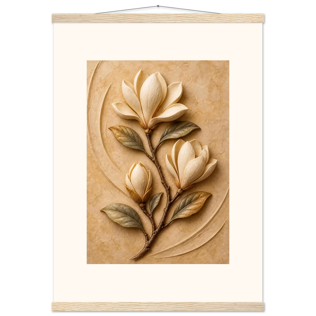Magnolia Arc: flowers and botanical. Museum-quality fine art poster.