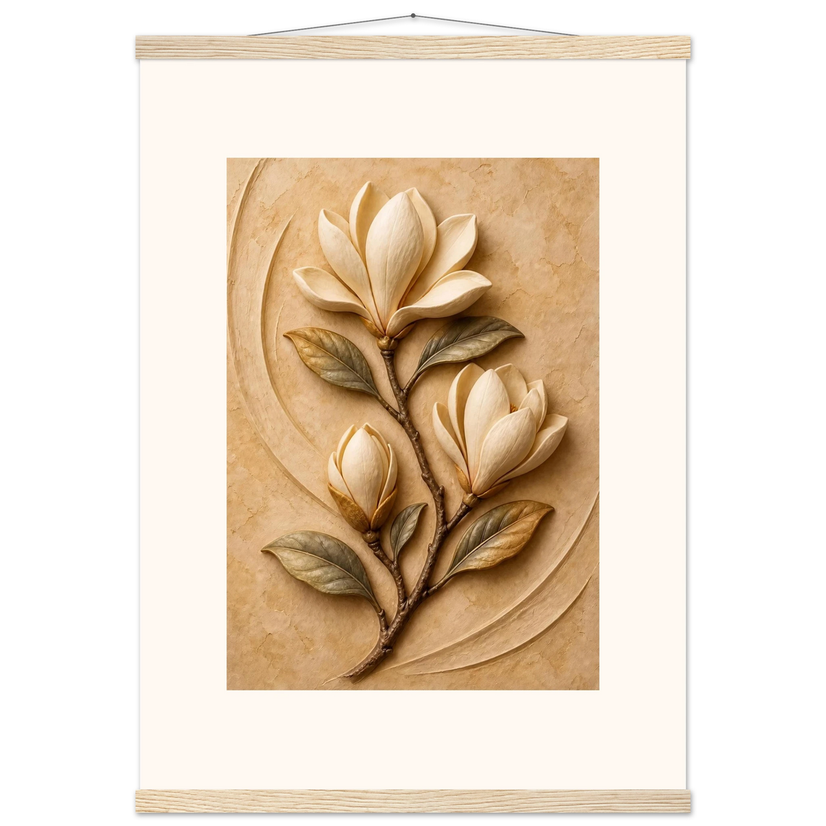 Magnolia Arc: flowers and botanical. Museum-quality fine art poster.