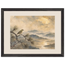 Golden Moon Bird: japanese art and japandi. Framed fine art print.
