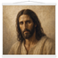 Pôster Kind Eyes com suporte de madeira, retrato sereno de Jesus em luz quente