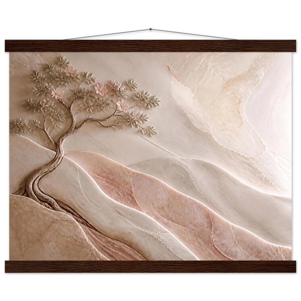 Stone Dawn, petra and siena. Archival fine art poster shown framed.