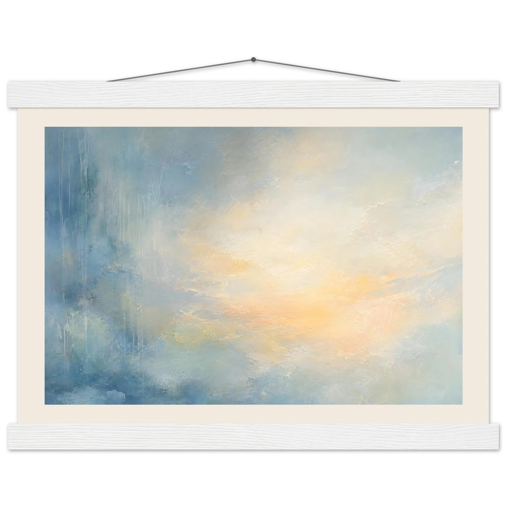 Dawn after Rain: sunrise, coastline and washed light. Fine art poster, alternate frame and size.
