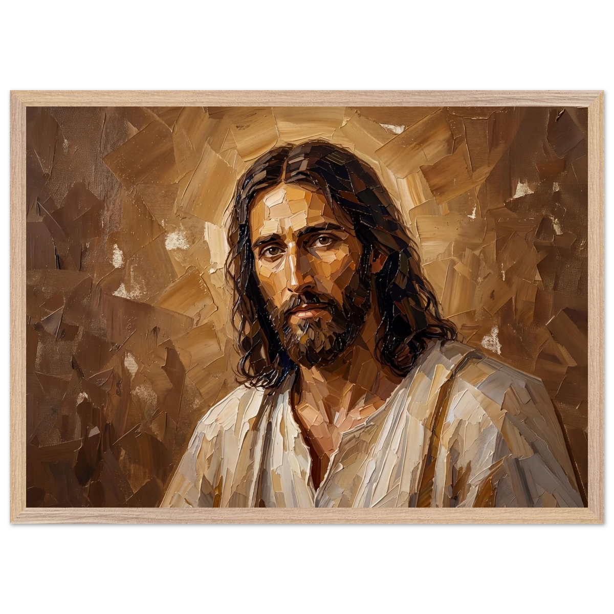 Kind Eyes: jesus, faith and serene gaze. Framed fine art print by The Light Stays.