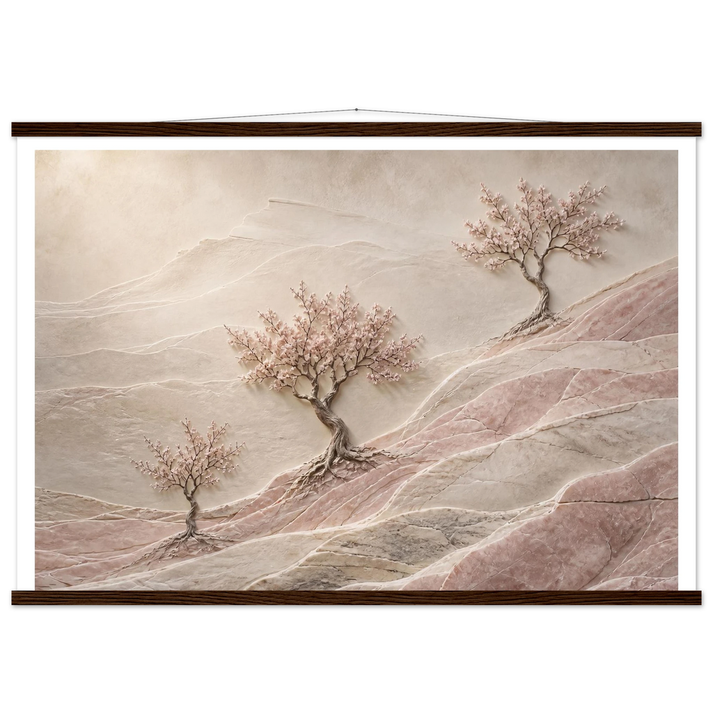 Blossom Terraces: flowers and botanical. Museum-quality fine art poster.