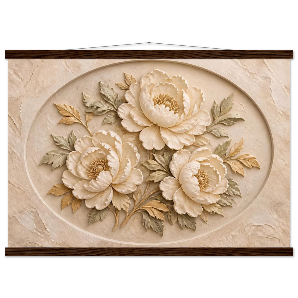 Peonies in Stone: flowers and botanical. Fine art poster by The Light Stays.