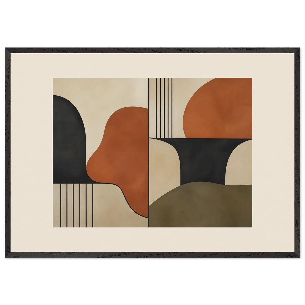Compass and Clay, geometric abstract, clay and curves. Archival framed fine art print shown framed.