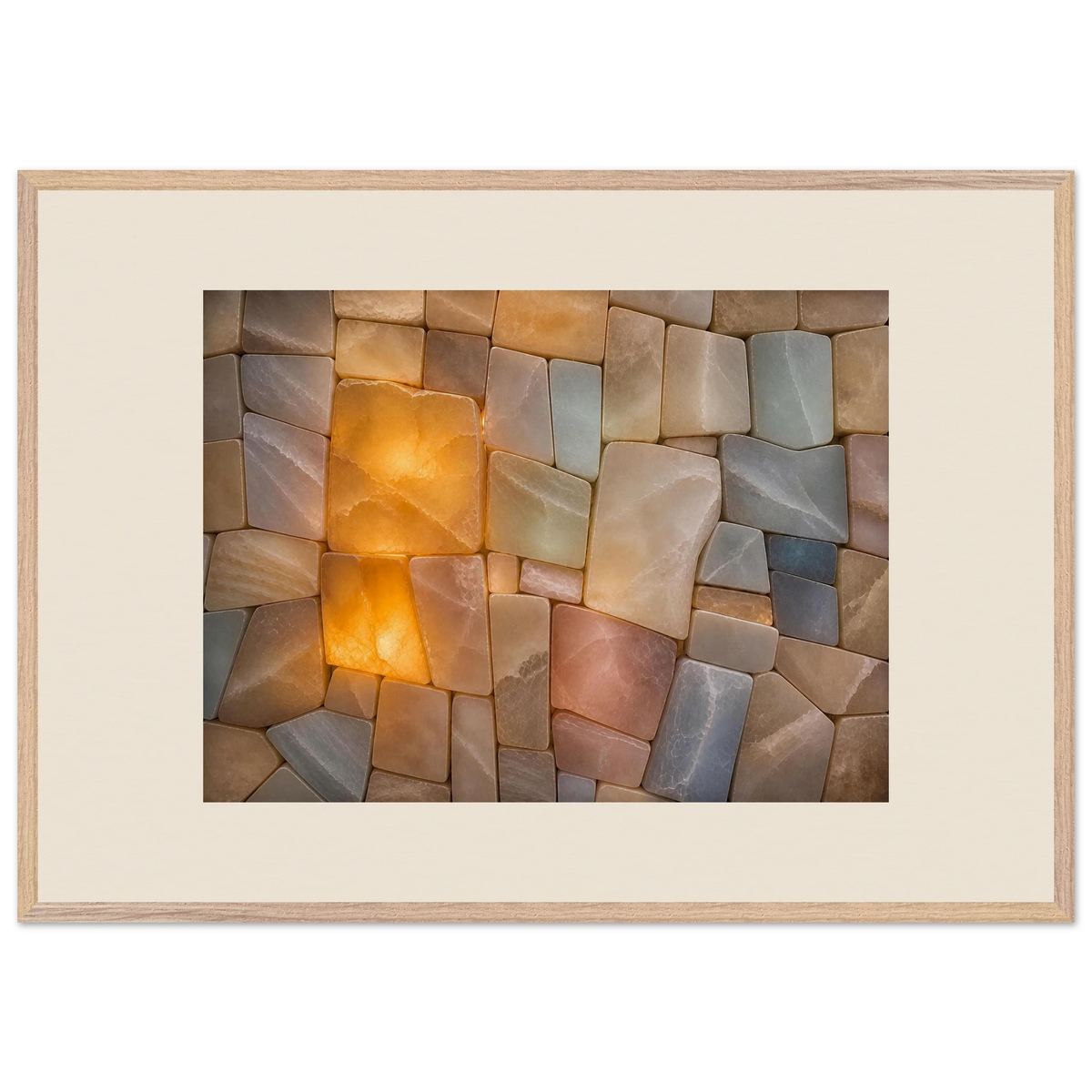 Stonelight: lumen and aura. Framed fine art print, alternate frame and size.