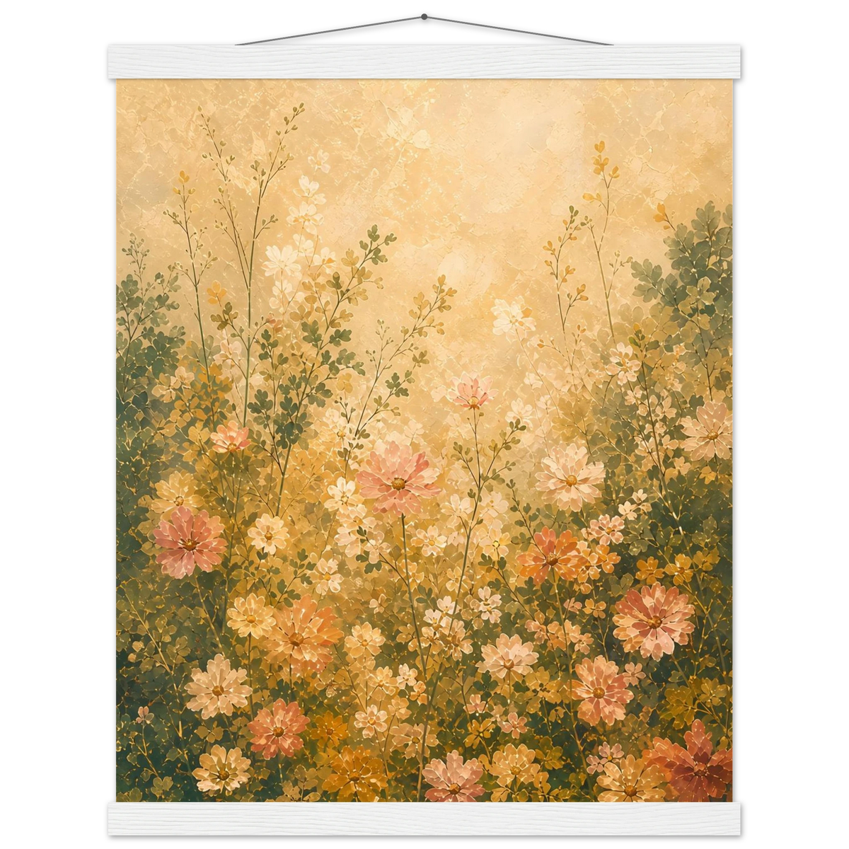 Petal Garden: flowers, botanical and abundance. Fine art poster with wooden hanger by The Light Stays.