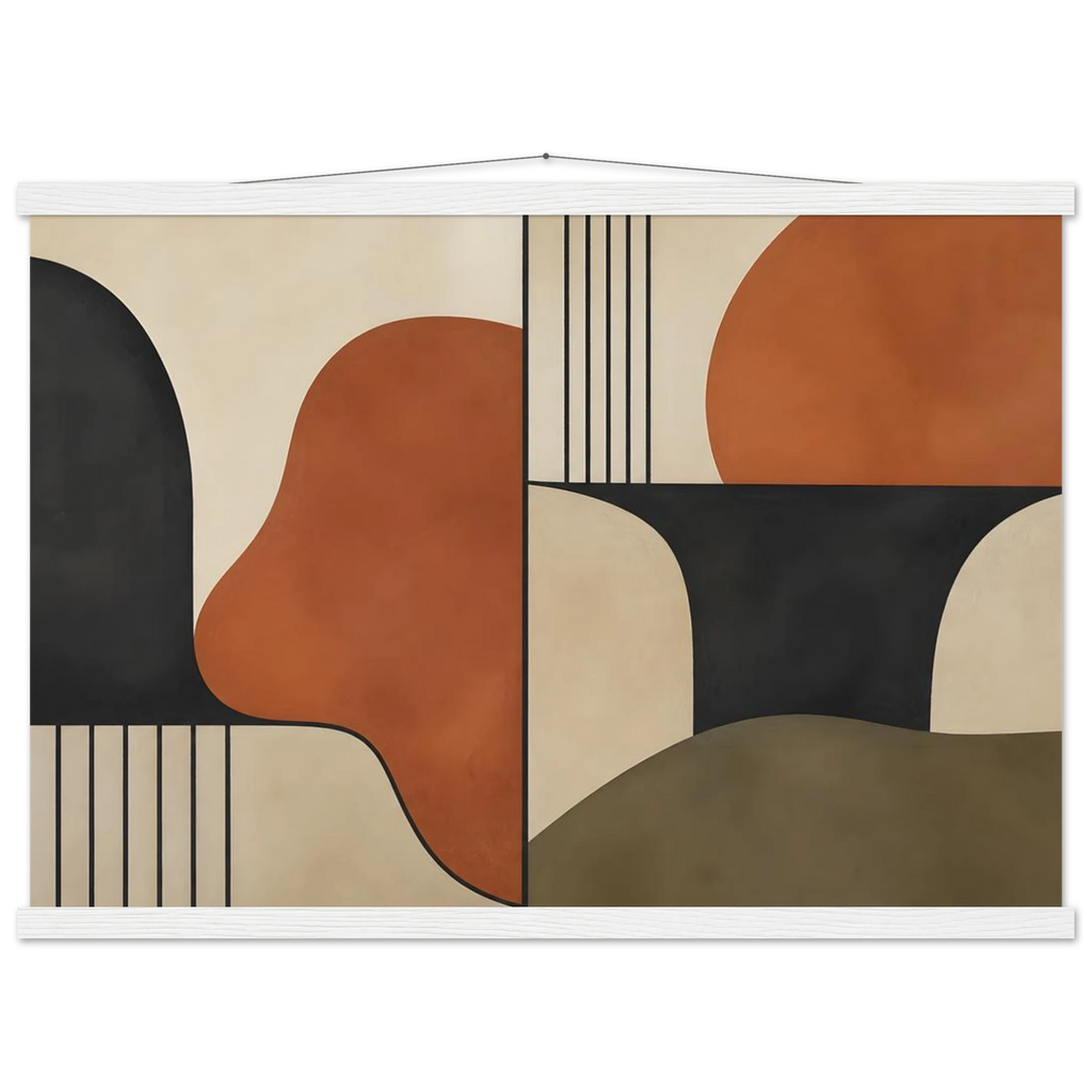 Compass and Clay: geometric abstract, clay and curves. Fine art poster by The Light Stays.