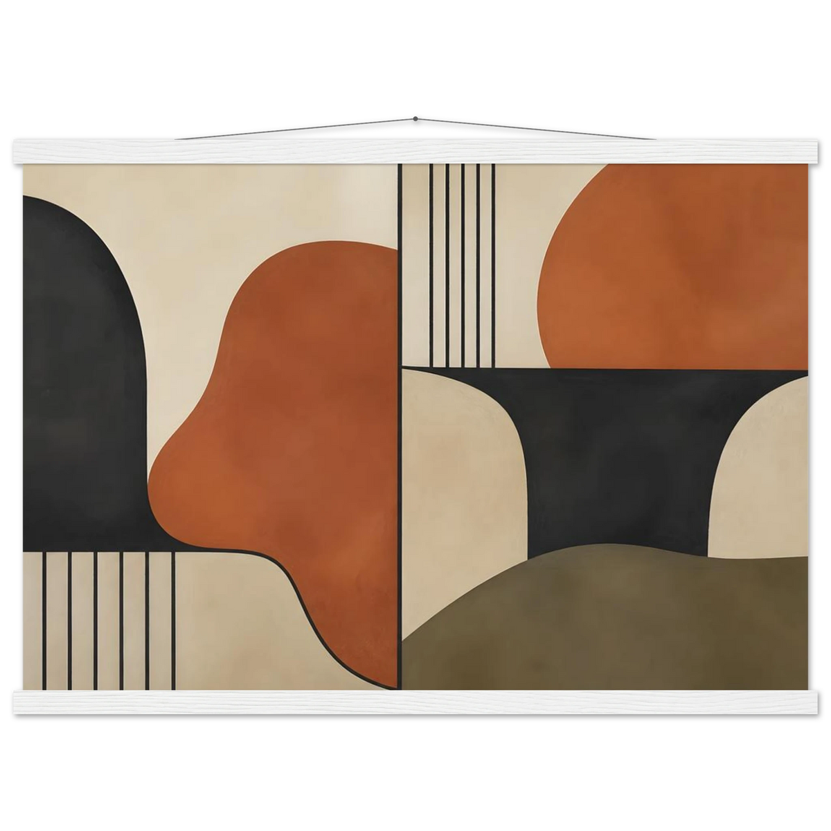 Compass and Clay: geometric abstract, clay and curves. Fine art poster by The Light Stays.