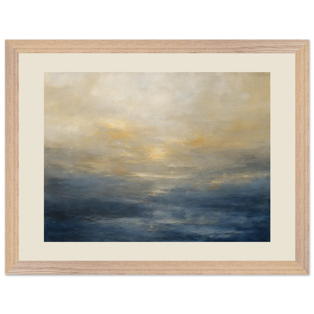 Golden Sea Mist: sea and coastal landscape. Framed fine art print, alternate frame and size.