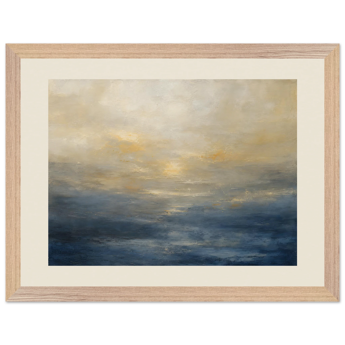 Golden Sea Mist: sea and coastal landscape. Framed fine art print, alternate frame and size.