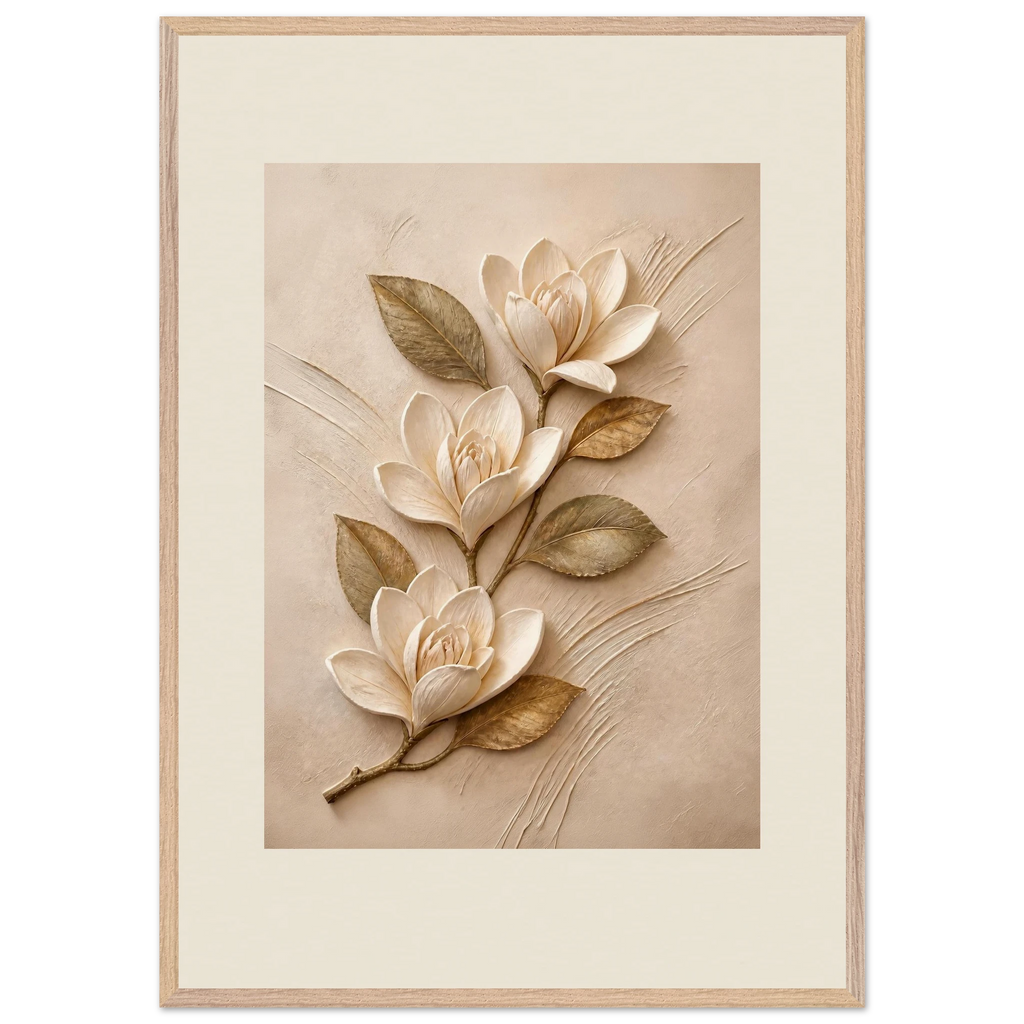 Magnolia Ascent, flowers and botanical. Archival framed fine art print shown framed.