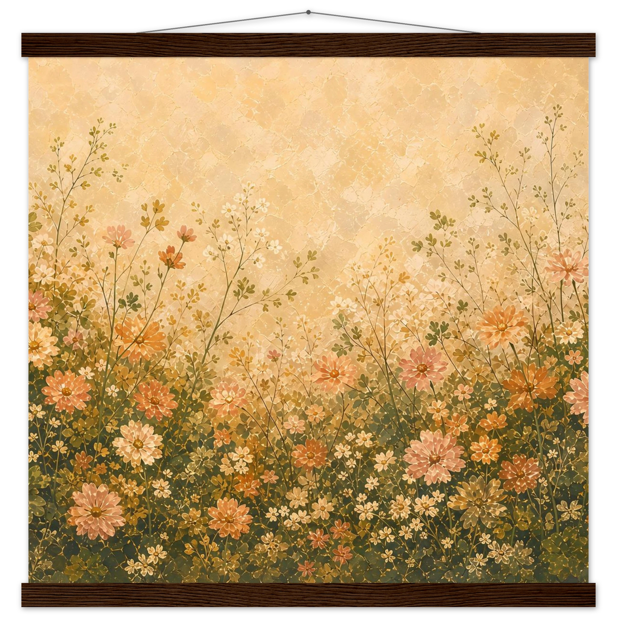 Petal Garden: flowers, botanical and abundance. Fine art poster with wooden hanger by The Light Stays.