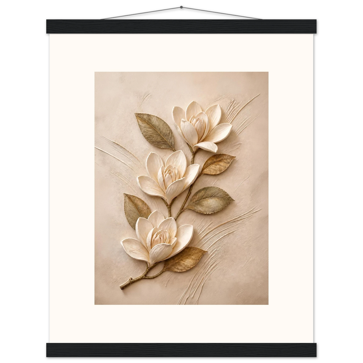 Magnolia Ascent: flowers and botanical. Museum-quality fine art poster.