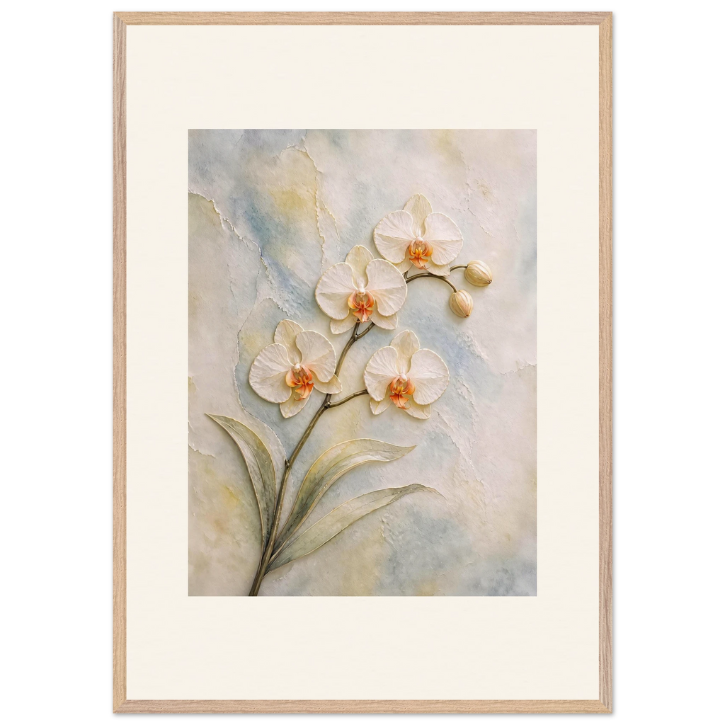 Porcelain Orchid, flowers and botanical. Archival framed fine art print shown framed.