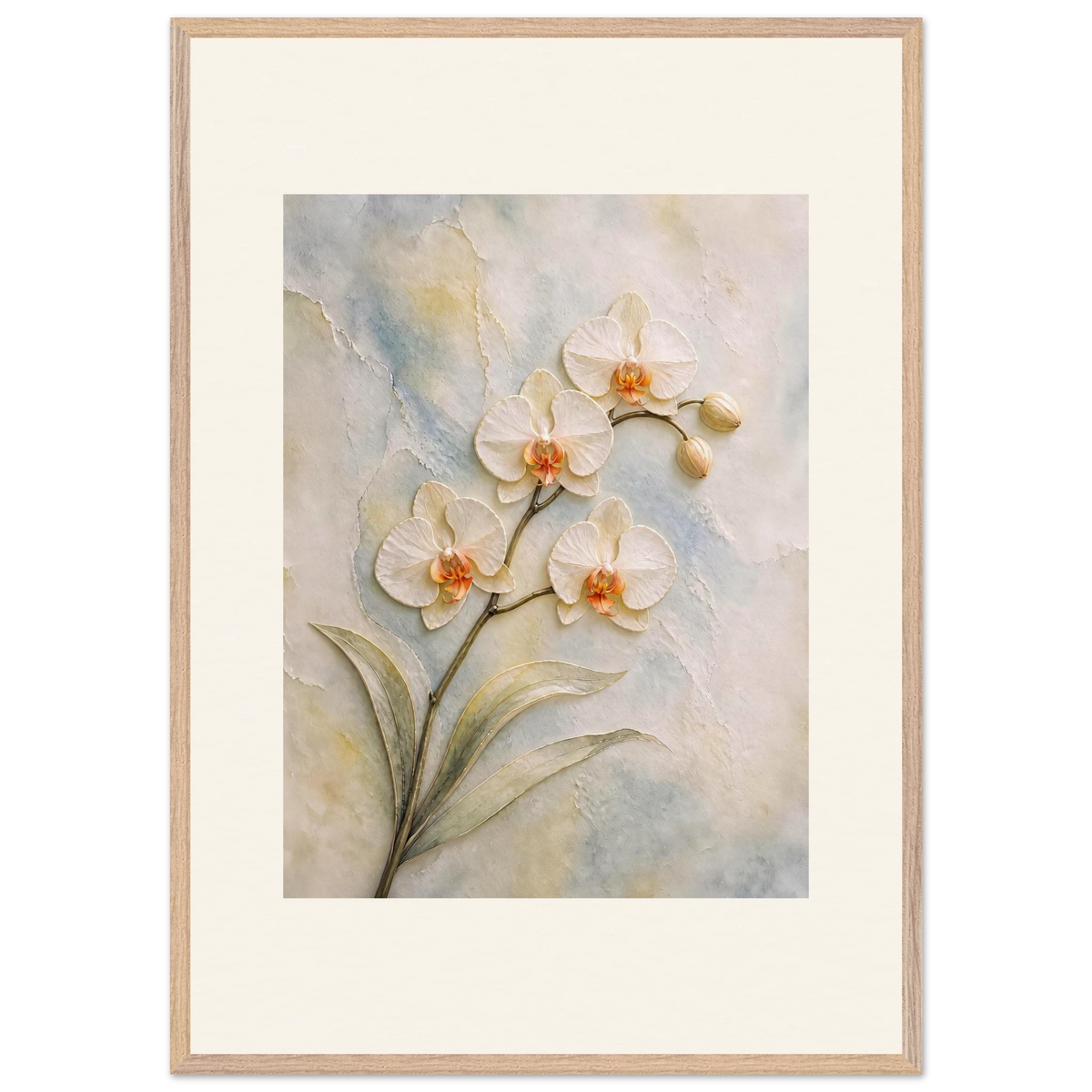 Porcelain Orchid, flowers and botanical. Archival framed fine art print shown framed.