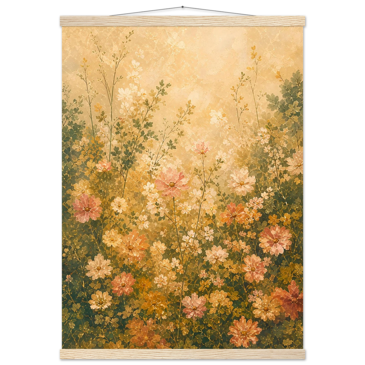 Petal Garden: flowers, botanical and abundance. Fine art poster with wooden hanger by The Light Stays.