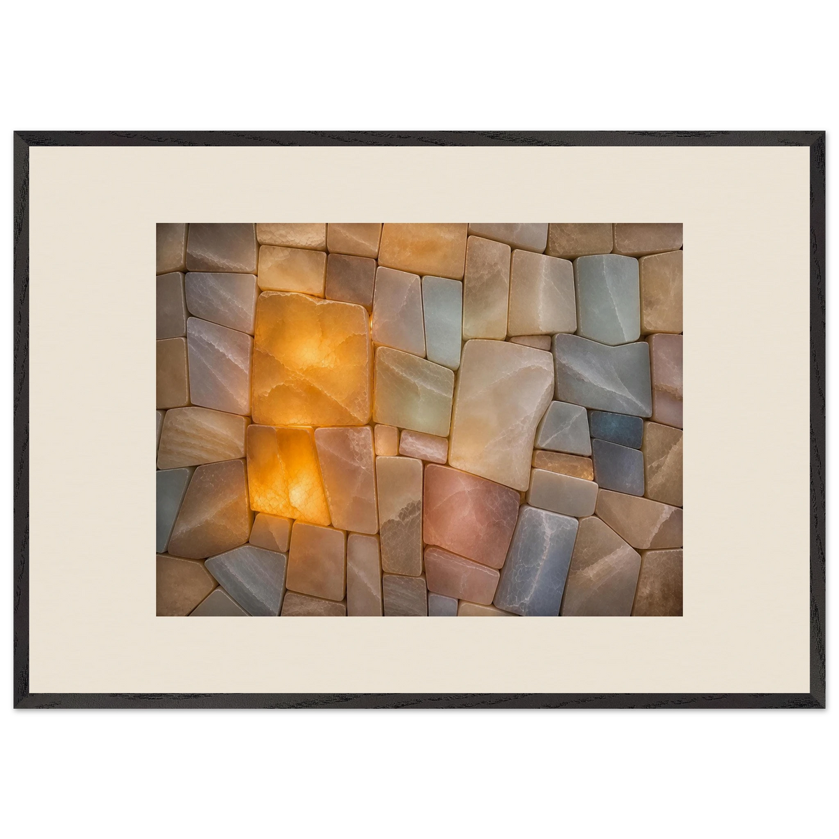 Stonelight: lumen and aura. Framed fine art print, alternate frame and size.
