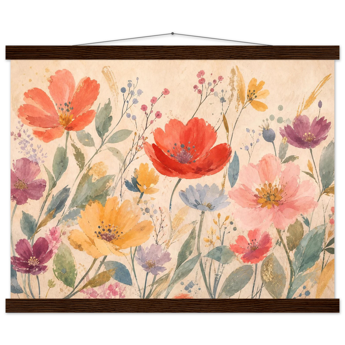 Floral Rhythm: flowers and botanical. Fine art poster, alternate frame and size.