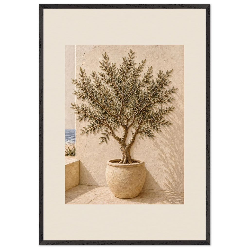 Olive Terrace: landscape and sun. Museum-quality framed fine art print.