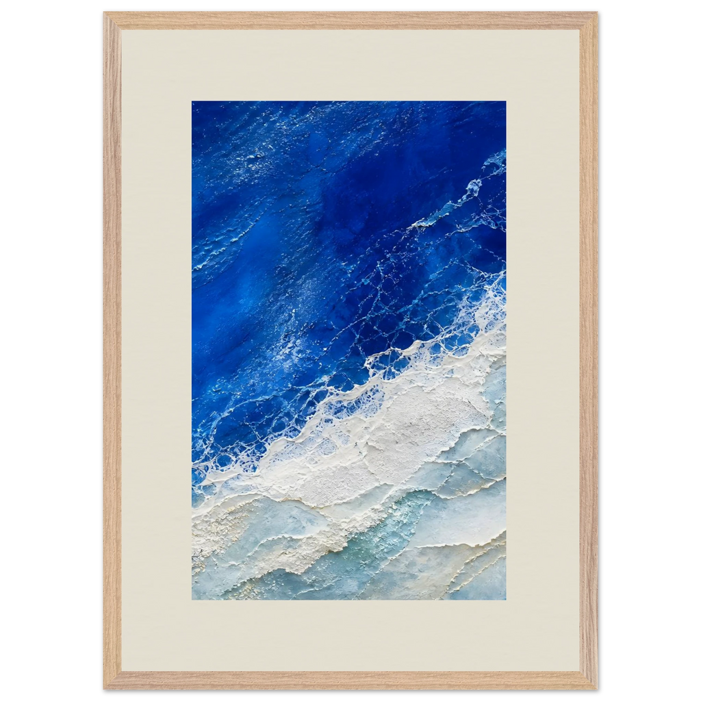 Cobalt Foam: abstract, cobalt and sea foam. Museum-quality framed fine art print.