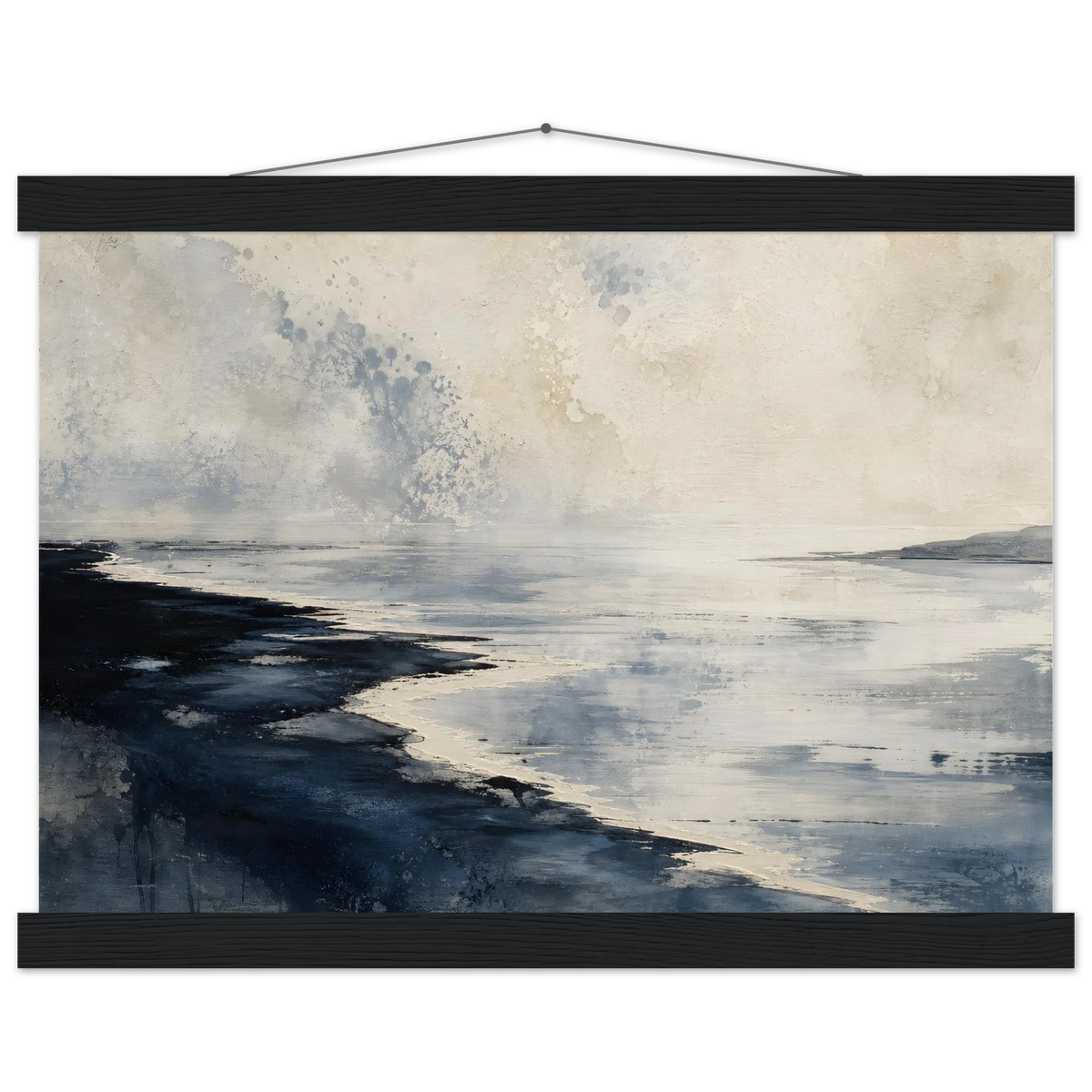 Tidal Ink, sea and coastal landscape. Archival fine art poster shown framed.