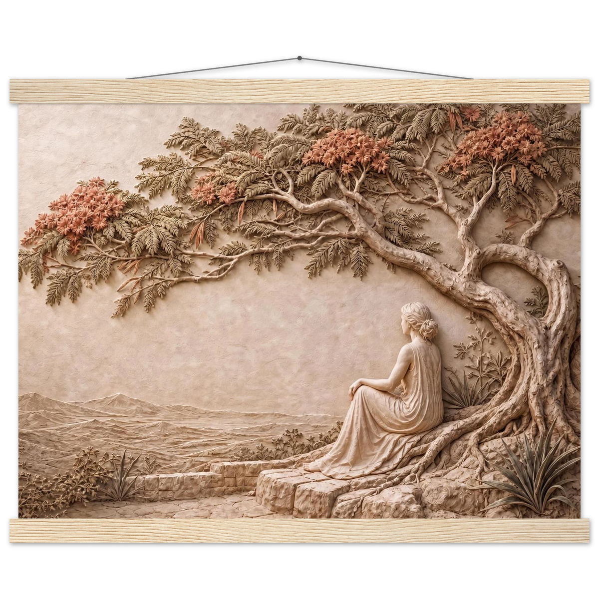 Under the Blossoms: petra and flora. Fine art poster, alternate frame and size.
