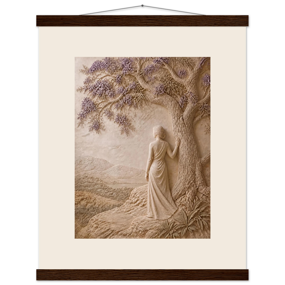 Old Friend, impasto, figure and companion tree. Archival fine art poster shown framed.