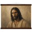 Pôster Kind Eyes com suporte de madeira, retrato sereno de Jesus em luz quente